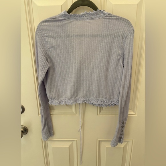 Free People Third Date Crop Top Long Sleeve Crochet Lace Size Small - Picture 4 of 7